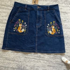 Fox Embroidery Skirt